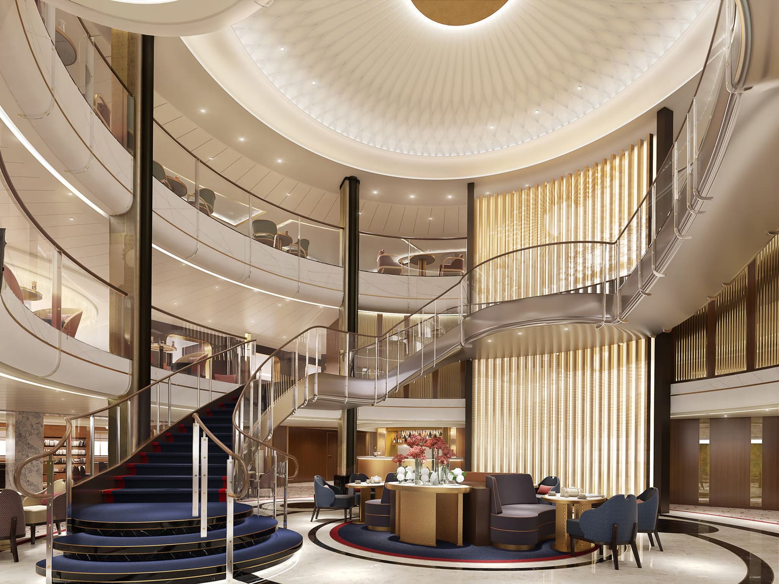 Grand Lobby a bordo de Queen Anne