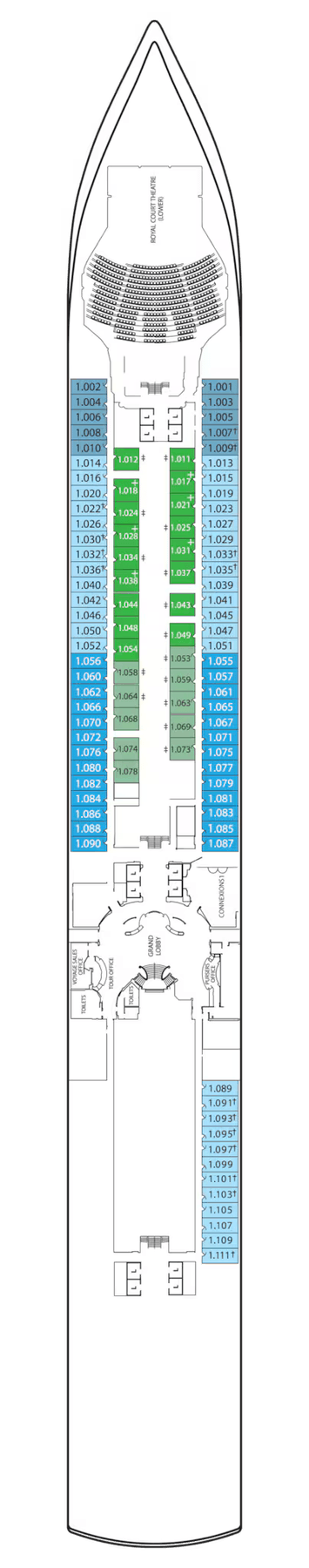 Plano oficial del puente 1 del Queen Elizabeth