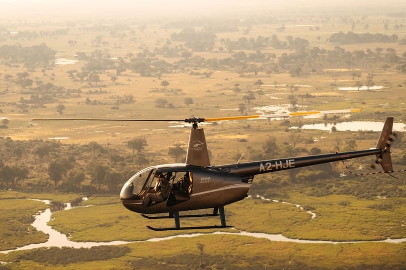 Vuelo panorámico sobre el delta del Okavango